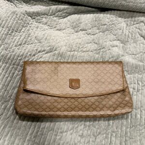 Vintage Celine Macadam Beige Magnetic Clutch